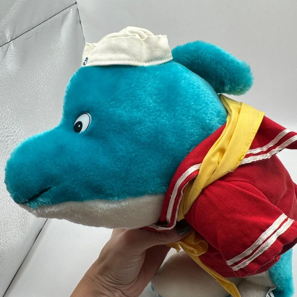Royal Caribbean Cruise Line Dolphin Plush 15 Inch Teal Sailor Outfit Toy Vintage